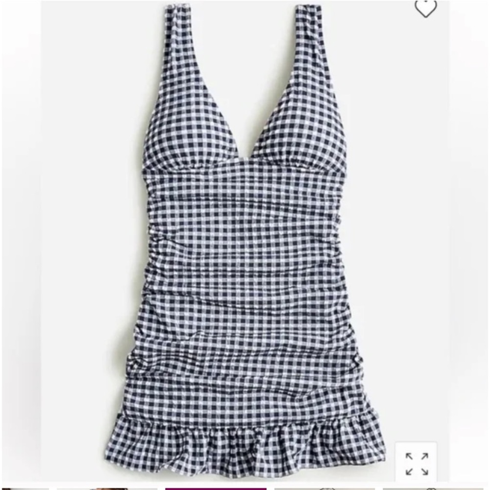New w Tag: J Crew Ruched Swim Dress in Classic Gingham. Size 16